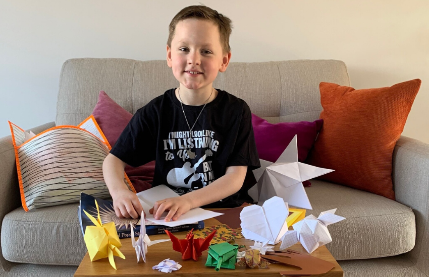 Alex Fackrell, who has benefited from origami tutorials from Bristol children\'s hospital\'s play team