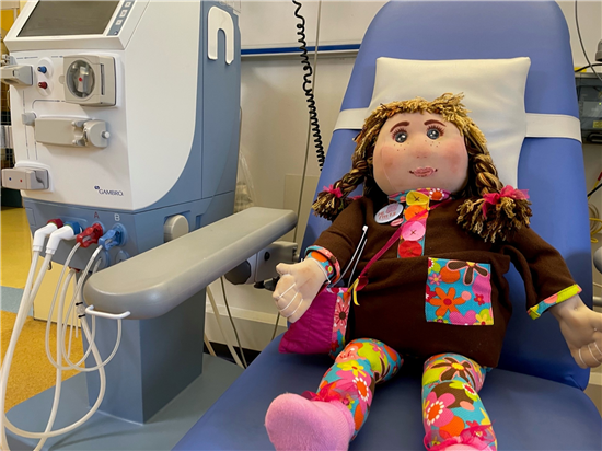 Waiting to Live campaign donor doll on a dialysis machine 