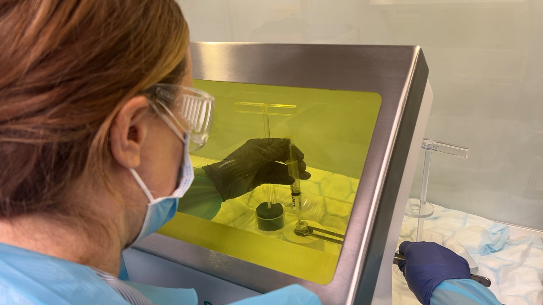 UHBW therapeutic radiographer Emily Duguid demonstrating the dispensing of radium 