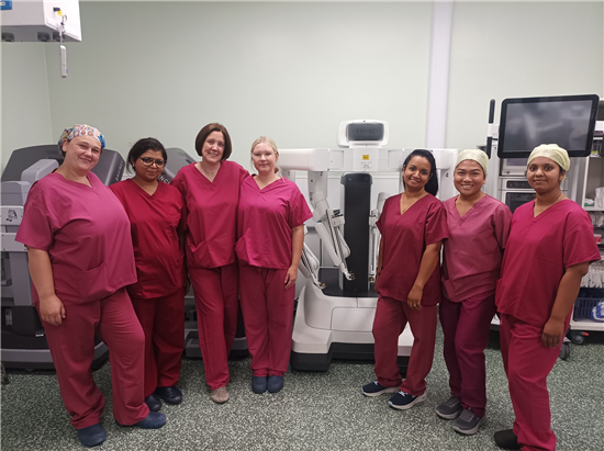 UHBW surgery team; Nita Paul, Sarah Starr, Claire Newton, Teena Joseph, Samantha Bell, Thahira Puthumana Yousef and Gerdine King
