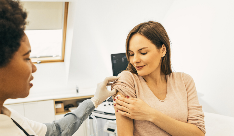 Clinician and a patient in a health setting